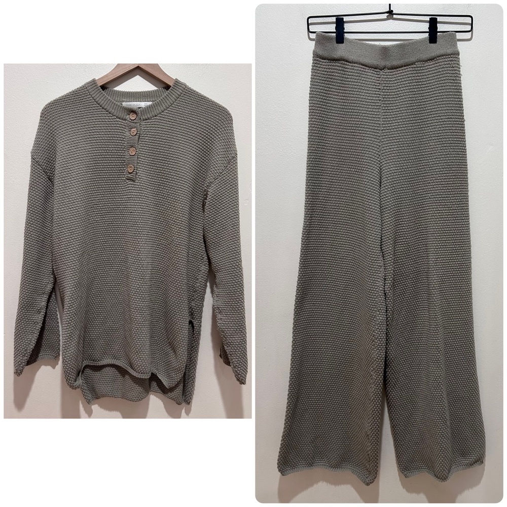 Park Adelyn Knit Sweater Set - Long Sleeve Top & Wide Leg Pants - Women’s Small